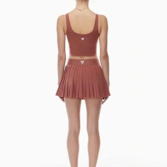 Aritzia TNA SET Tennis Golf Pro Micro Pleated Skirt + Top Red Agril Size Medium - Picture 6 of 12